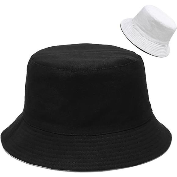 Accessories - UNISEX Bucket Hat Beach Sun Hat Black White